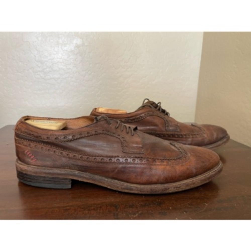 Mark Nason Mens Brogue Dress Shoes Brown Leather Almond Toe Wingtip Lace Up 13 - Picture 3 of 8